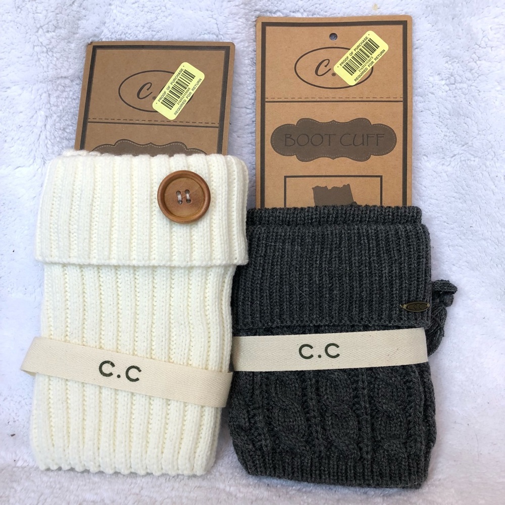 NWT Women’s Cream & Gray Boot Cuffs NEW - Picture 2 of 5